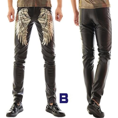 R20 Male stage wears bodysuit dj ballroom dance costumes singer men leather pants club Punk Rock outfits party disco trousers