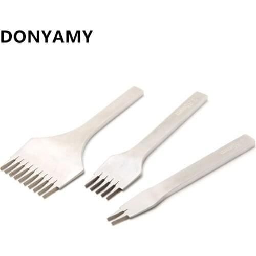 White Steel Stitching Lacing Punch Chisel Sets Polished Prongs Leather Craft Tools Leather Carving DIY Tool(2.7 3.0 3.38 3.85)mm