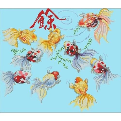 Year after year (goldfish) patterns Counted Cross Stitch 11CT 14CT 18CTCross Stitch Kit Embroidery Needlework Sets