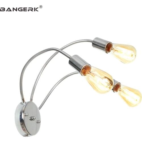 DIY Hose Wall Lamp LED Edison Modern Sconce Wall Lights 3 Head Bedroom Bedside Read Wall Light Home Lighting Iron Luminaire