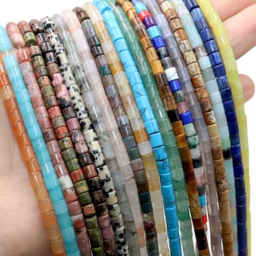 Natural Stone Cylindrical Shape Lapis Lazuli Agates Amazonite Loose Beads For Jewelry Making Charm DIY Bracelet Necklace 4*4mm