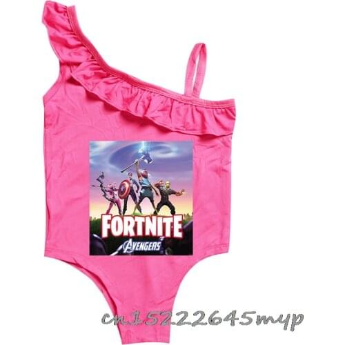 New One Shoulder fortnite birthday gift One-piece Girl Swimsuit Cute Out Design Childrens swimwear Bathing Suits for 2T-10T Kid