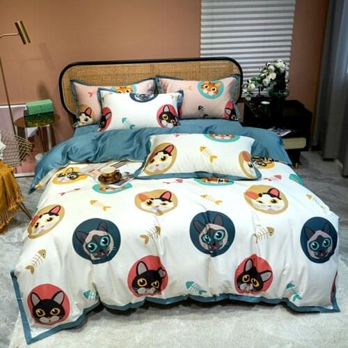 New Style Cartoon Series 600TC Egyptian Cotton Luxury Bedding Set King Queen Bed Linens Duvet Cover Bed Sheet Pillowcase #sw