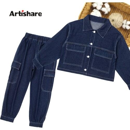 Clothes For Girls Jacket + Pants Girl Denim Clothes Spring Autumn Clothes For Girls Casual Style Kids Clothing 6 8 10 12 14