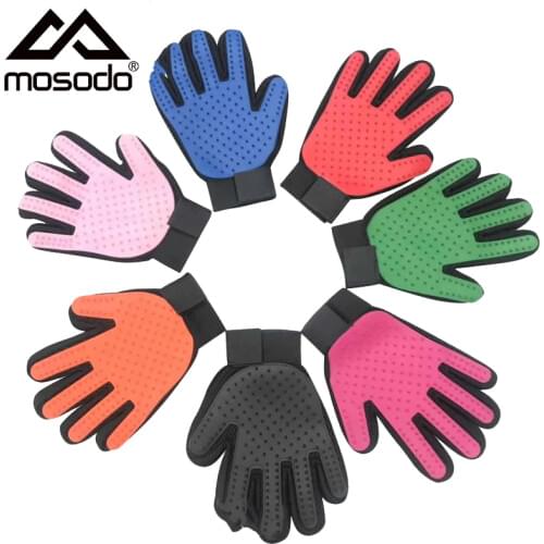 Mosodo Dog Pet Grooming Glove Silicone Cats Brush Comb Deshedding Hair Gloves Dogs Bath Back Cleaning Brush Animal Dog Cat Combs