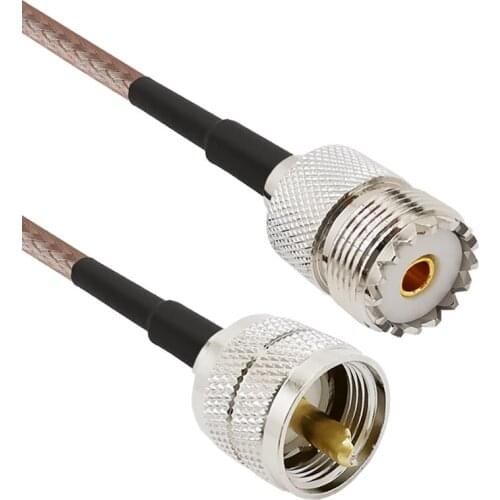 PL259 Male to SO239 Female Low Loss RG316D Double Shield Sliver Cable for CB/UHF/VHF/Shortwave/HAM/Amateur Radio Equipment