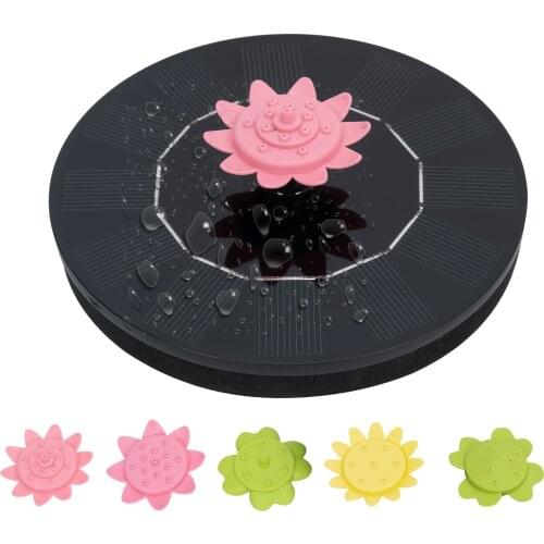 Floating Solar Water Fountain with 5 Flower Nozzles Circle Garden Fountain Pump Free Standing Bird Bath Fountain Pump