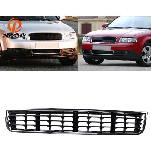 POSSBAY Car Front Lower Bumper Center Grille Grill Cover for Audi A4 B6 Sedan/Avant 2001 2002 2003 2004 2005 Black Grilles