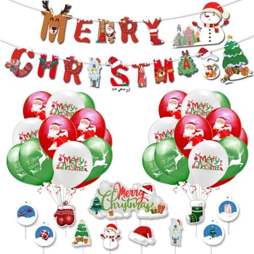 Christmas Party Cake Card, Santa Claus Elk Christmas Party Flag Banner, Dessert Table Decoration