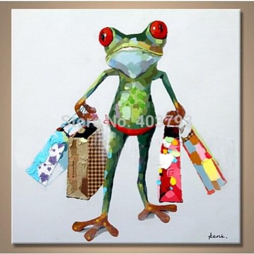 Hand painted MODERN ABSTRACT HUGE LARGE CANVAS ART OIL PAINTING absract frog shopping paintings no framed