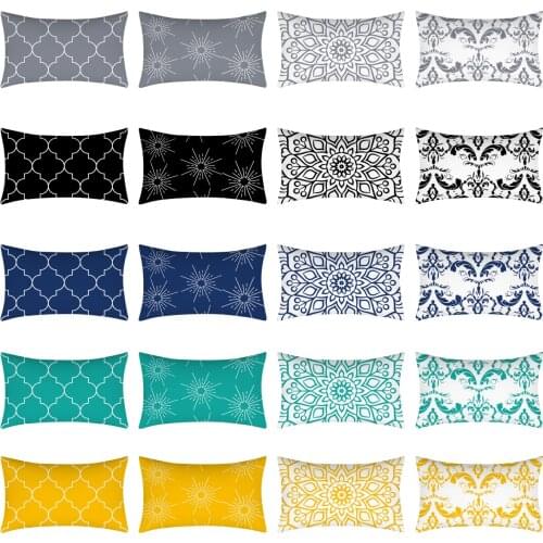 30X50CM Nordic Simple Geometric Print Waist Pillowcase Gray/black/blue Sofa Car Couch Cushion Cover Livingroom Decorative Pillow