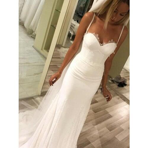Lurxy Wedding Dresses Mermaid 2020 Customize Size Zipper Back Sleeveless Bridal Leabon Grils Bride vestido branco