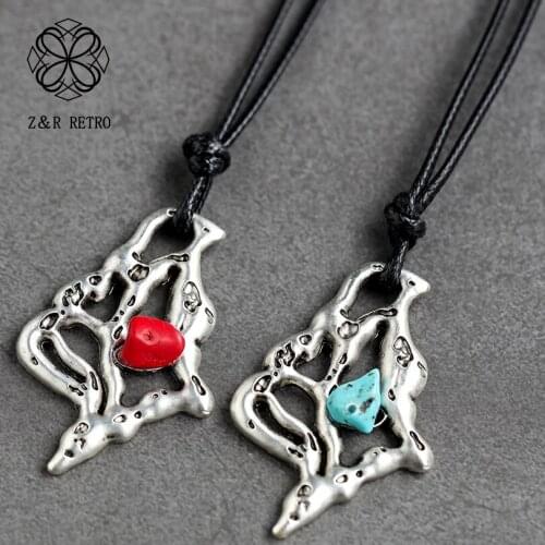 Vintage Jewelry for Women Long Rope Chain Choker Color Stone Leaf necklaces & pendants Suspension Jewellery collar Alloy Plant