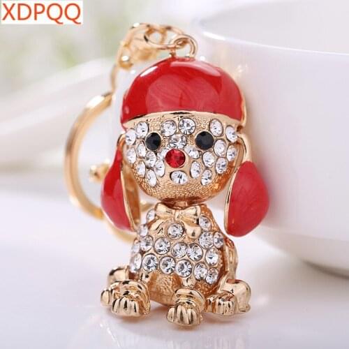 XDPQQ Jewelry Gift Keychain Personality Puppy Crystal Key chain Ladies Bags Pendant Small Gift Sweater Accessories