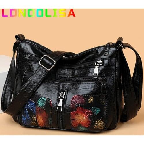 Fashion Female Crossbody Bag Women Embroidery Style PU Messenger Bags Luxury Designer Fall Winter Ladies Casual Shoulder Purse
