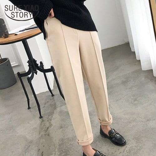 Women Pants Thicken Pencil Pants Female Work Suit Pant 2021 Autumn Winter Plus Size OL Style Loose Wool Trousers Capris 6648 50