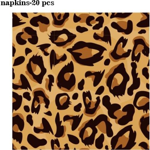 20pcs Leopard Jungle Theme Party Decorations Sets Plates Paper Napkins Disposable Tableware Kids Happy Birthday Party Favors