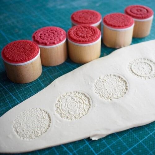 3cm High Quality Emboss Stamp Mandala Lace Texture Sculpture Model Ceramic Polimerica Pottery Polymer Clay Tools