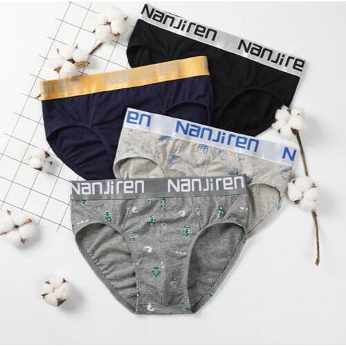 4Pcs Briefs Men Underwear Sexy Lingerie Male Panties Cotton Underpants Breathable Cueca Solid Calcinha Wholesale Lots