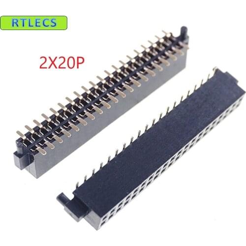 5 pcs 2x20 P 40 pin 1.27mm Pin Header Female with Pegs / Post dual row straight SMT / SMD PCB surface Mount Rohs Lead free
