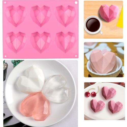 8 Diamond Heart Shaped Molds Silicone Mould Cake Decorating Tools Love Heart Cake Mold Bakeware Form For Soap Mousse Pastry Tool