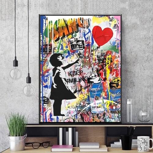 Abstract Graffiti Art Painting On Canvas Street Art Prints And Posters Keep Smiling Wall Art For Cuadros Living Room Home Decor