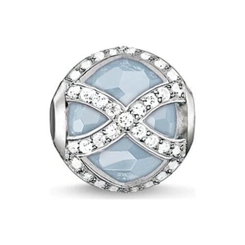 925 Sterling Silver Light Blue Maharni Bead, Most Fashion DIY Karma Beads Jewelry Making Fit Bracelet Necklaces for Women Men