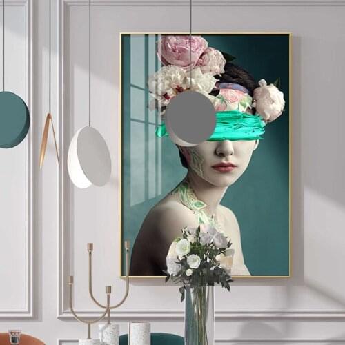 Flowers Classic Woman Abstract Canvas Painting Wall Art Print Poster Picture Decorative Painting Living Room Home Decoration