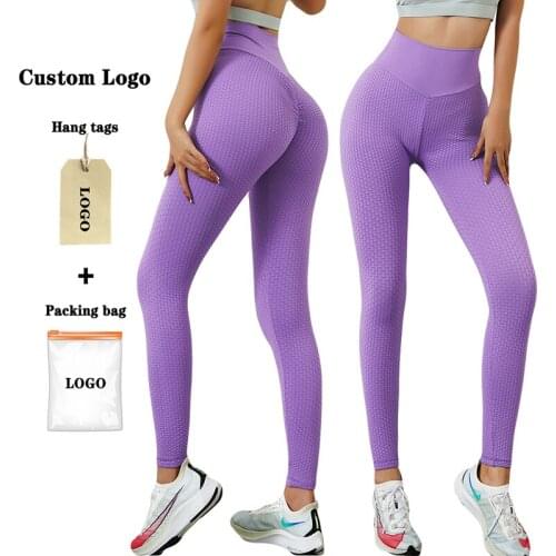 Womens Yoga Pants Peach Hip Jacquard Gym Workout Bubble Seamless Honeycomb Pants Womens High Waist Sports Pants
