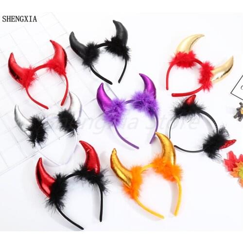 Halloween Ghost Festival oxhorn Headdress Festival Party Cosplay Demon Headband oxhorn Hair Accessories
