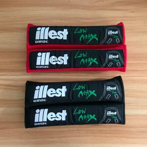 JDM illest emblem Hella Flush Car soft seat belt cover cotton shoulder pad for toyota honda nissan mazda mitsubishi accessories