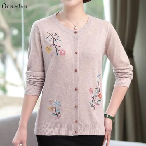 Cardigans Sweater Women Autumn Single-breasted Sweater Top Femme Korean Fashion Knitwear Embroidery Floral Female Cardigan