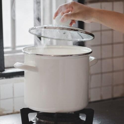Soup Pot Binaural Enamel Pan Household Porridge Making Soup Stew Pot Large Induction Cooker Applicable to Gas Stove
