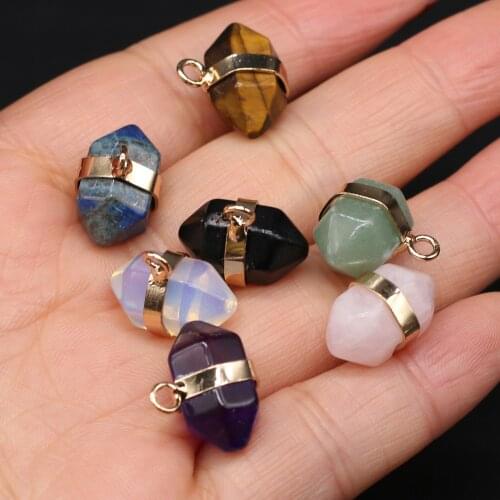 Natural Stone Crystal Pendant Tiger Eye Lapis lazuli Pendant for Fashion Jewelry Making DIY Earring Necklace Girls Gift