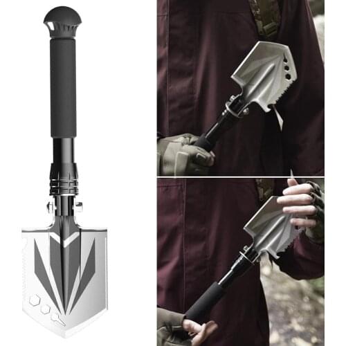 Stainless Steel Hiking Shovel Folding Outdoor Backpacking Digging Trowel with Grip Cover Outdoor Tools