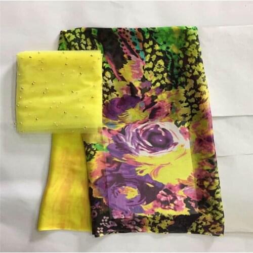 LX!Stylish high quality African silk chiffon printed fabric for ladies to wear soft and comfortable printed silk fabric! F32429