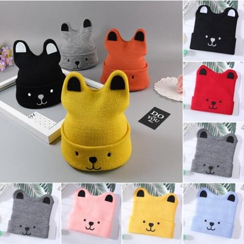 Children Cute Knitted Hat Autumn And Winter Girl BOY Baby Earmuffs Warm Wool Hedging Cap Lace Beanies 2020