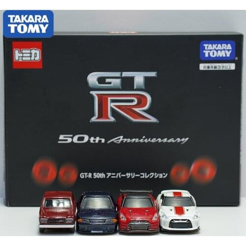 Takara Tomy Tomica Nissan Skyline GTR R32 R35 Nismo 50TH Alloy Diorama 4 Car Model Collection Miniature Carros Toys