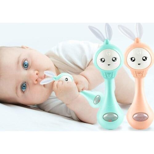 0-12M Musical Flashing Baby Teether Rattle Toys Rabbit Hand Bells Mobile Infant Hand Bed Bells Newborn Early Educational Toys