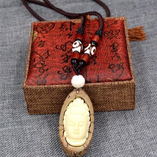 Natural Thousands of eyes Bodhi With Tagua Nut Carved Guanyin Head Pendant Necklace For Women Men Lucky Buddhism Amulet Jewelry