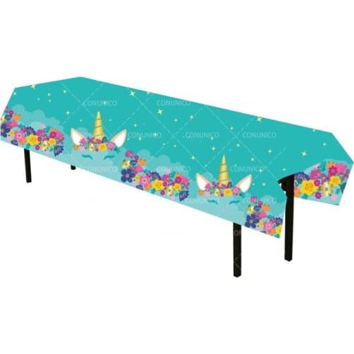 New Unicorn Party Supplies Tableware Set Unicorn Tablecloth Table cover candy bag Cake Topper Wedding Baby Shower Decorations