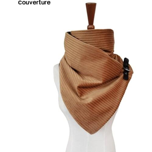 Stripe Winter Scarf Women Warm Foulard Solid Scarves fashion Casual Scarfs with leather cuff Cashmere Bufandas Hombre
