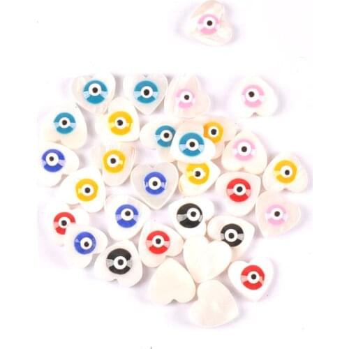 10Pcs 11mm heart Evil Eyes Shells For DIY Home Decor Crafts Mother of Pearl Seashells Jewelry Making Bracelet beach decor tr0363