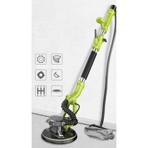 220V 810W 1.9m telescopic hand-held long pole wall grinding machine, disc sanding machine,self-priming dust collection,LED light