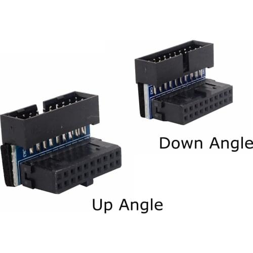 USB 3.0 20pin Male to 20Pin Female Extension Adapter Up Down Angled 90 Degree for Motherboard Mainboard