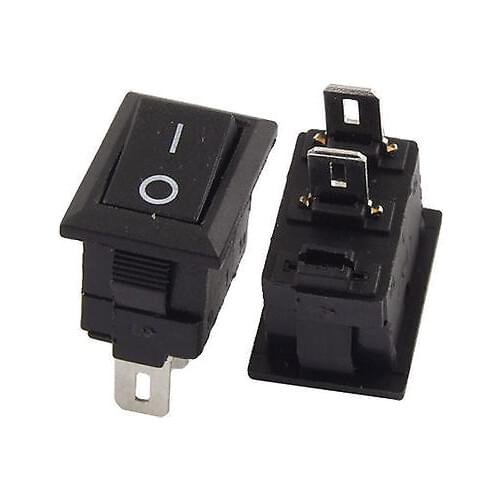 YOCOMYLY 10PCS 21x15mm Black AC 250V 6A 2 Pin SPST On/off Snap-In Boat Rocker Switch