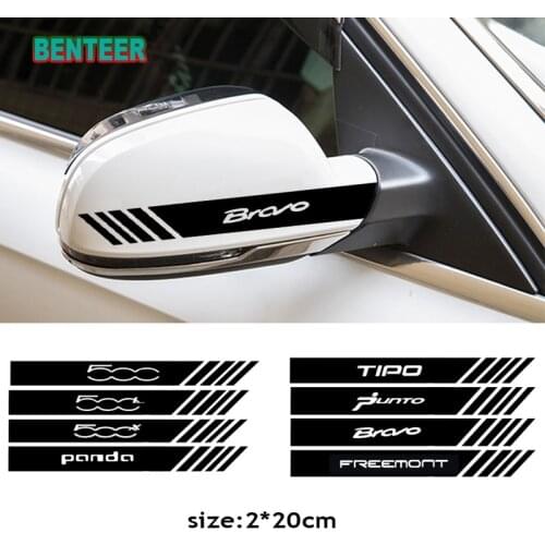 2pcs Car rearview mirror sticker For Fiat 500 500l 500x Bravo freemont punto tipo panda