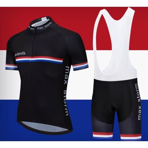 2019 Netherlands black New Team Cycling Jersey/Cycling sets Customized Road Mountain Race Top max storm