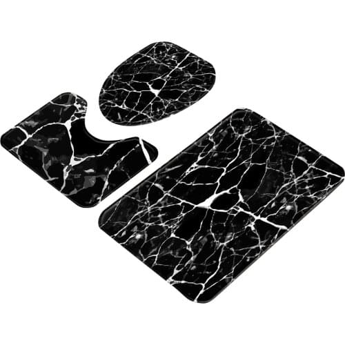 3 Pcs/Set Marbling Memory Cotton Mat Fabric Shower Bathroom Non-Slip Carpet Toilet Cover Rugs Mat Home Decoration