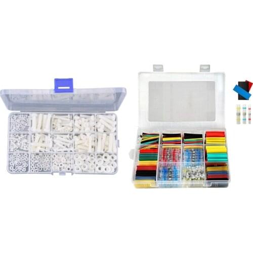 448 Pcs Solder Seal Wire Connectors Butt Tubes & 420 Pcs M2 M2.5 M3 M4 M5 M6 Nylon Screw Nut Washer Kit